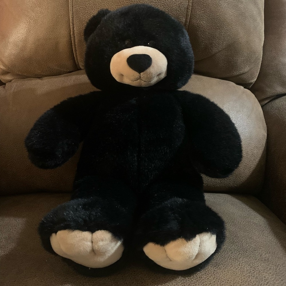 Vintage Build-A-Bear Black Plush Bear with Cream Snout and Paws Retired